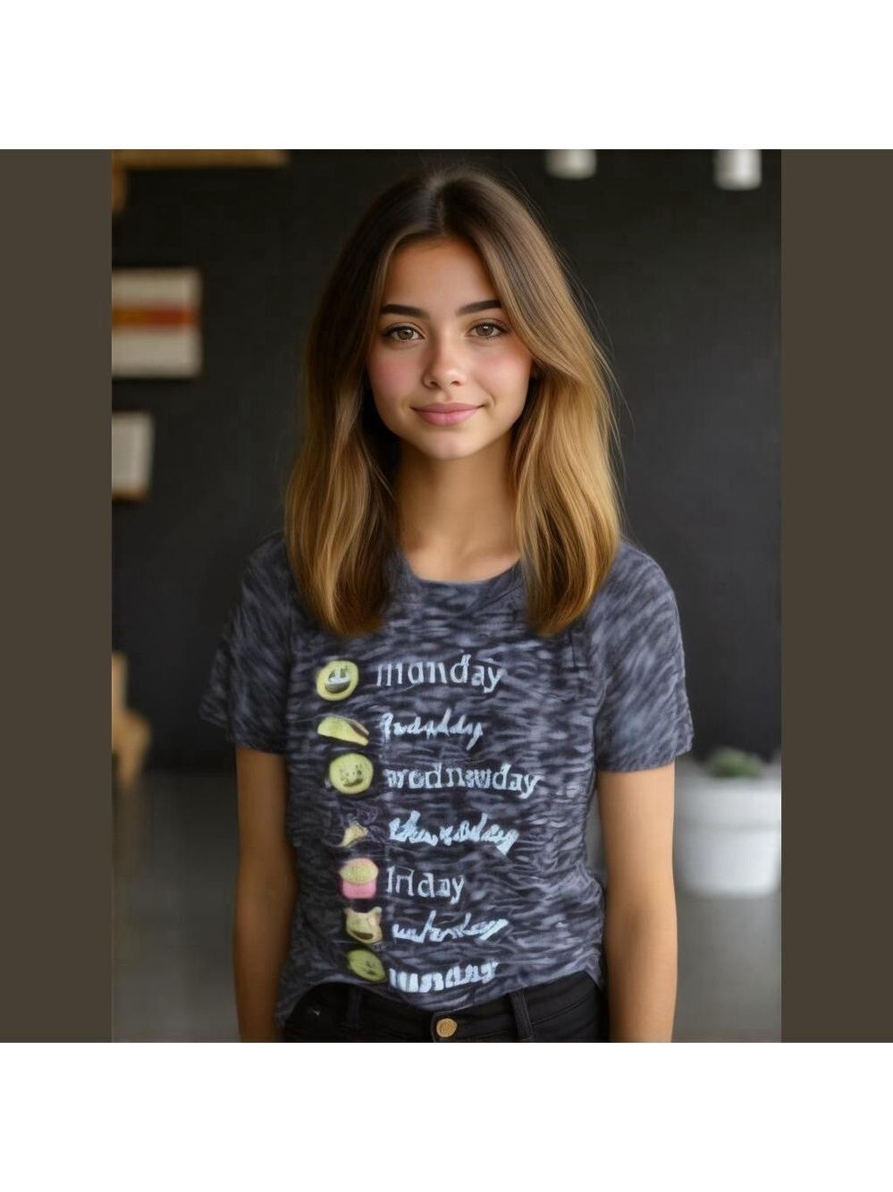 Juniors M Days of the Week Graphic T-Shirt